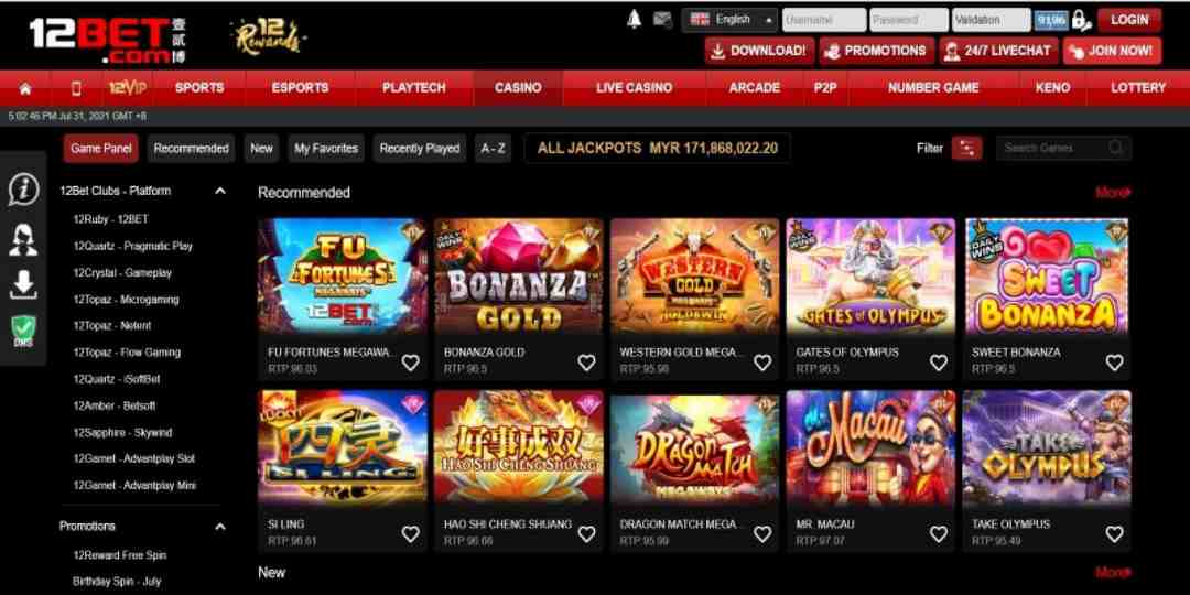 Cá cược casino cùng đa dạng game thưởng khác tại 12Bet