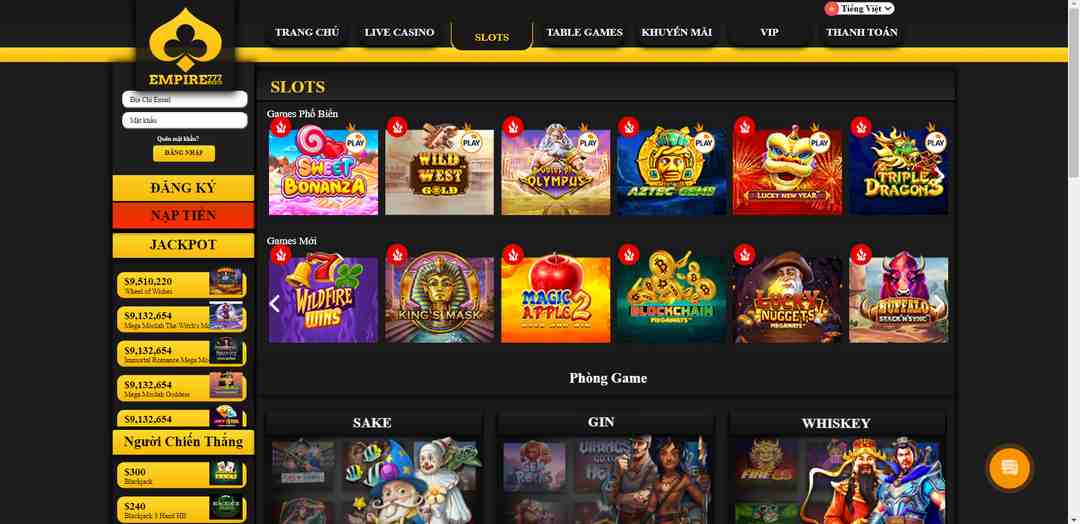 Slots Game nhận được sự chú ý lớn từ đông tay cược Châu Á